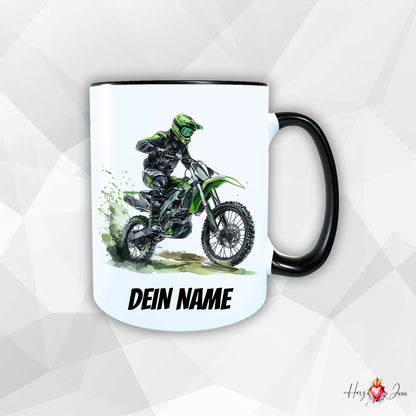 Personalisierte Keramik Tasse mit Namen – Motorcross Motiv | Geschenkidee für Kinder & Schulanfänger_0068T