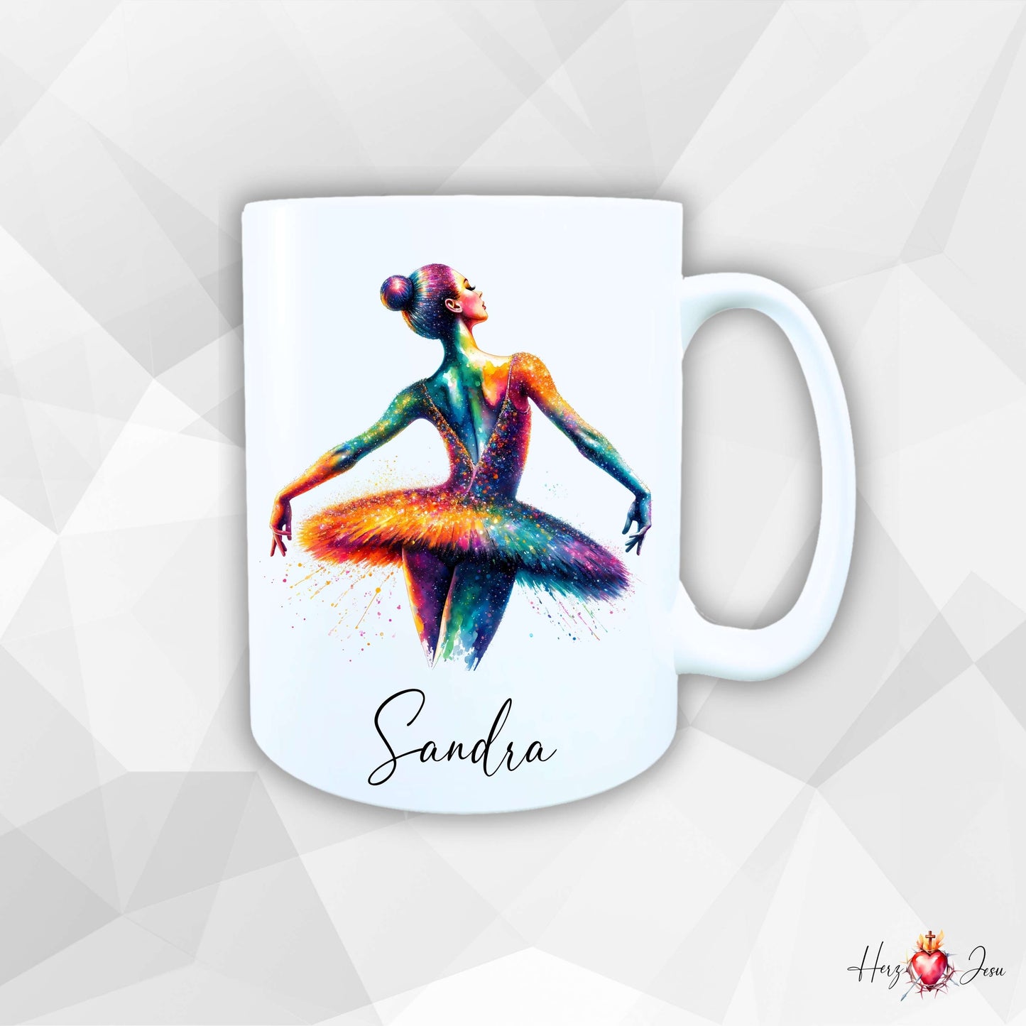Personalisierte Keramik Tasse mit Namen – Ballerina Motiv | Geschenkidee für Mädchen & Schulanfänger_0087T