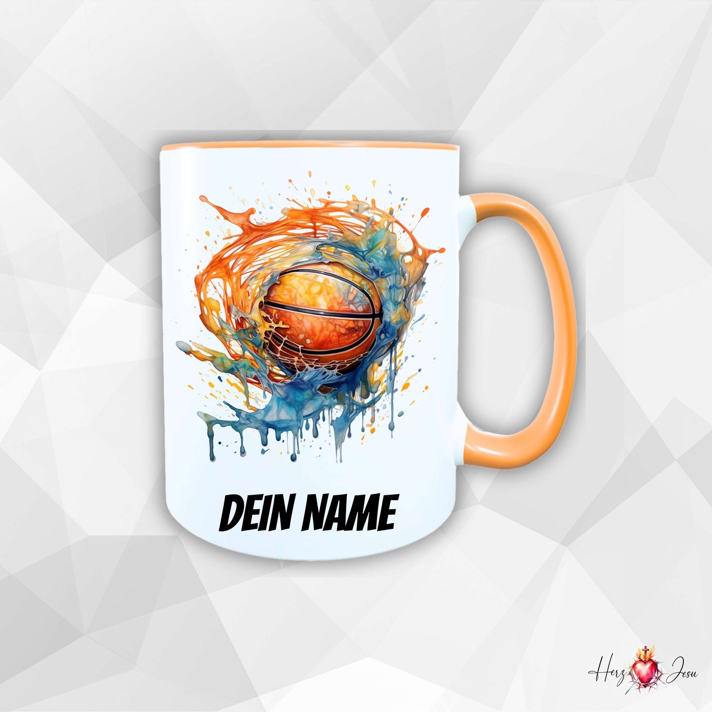 Personalisierte Keramik Tasse mit Namen – Basketball Motiv | Geschenkidee für Kinder & Schulanfänger_0089T