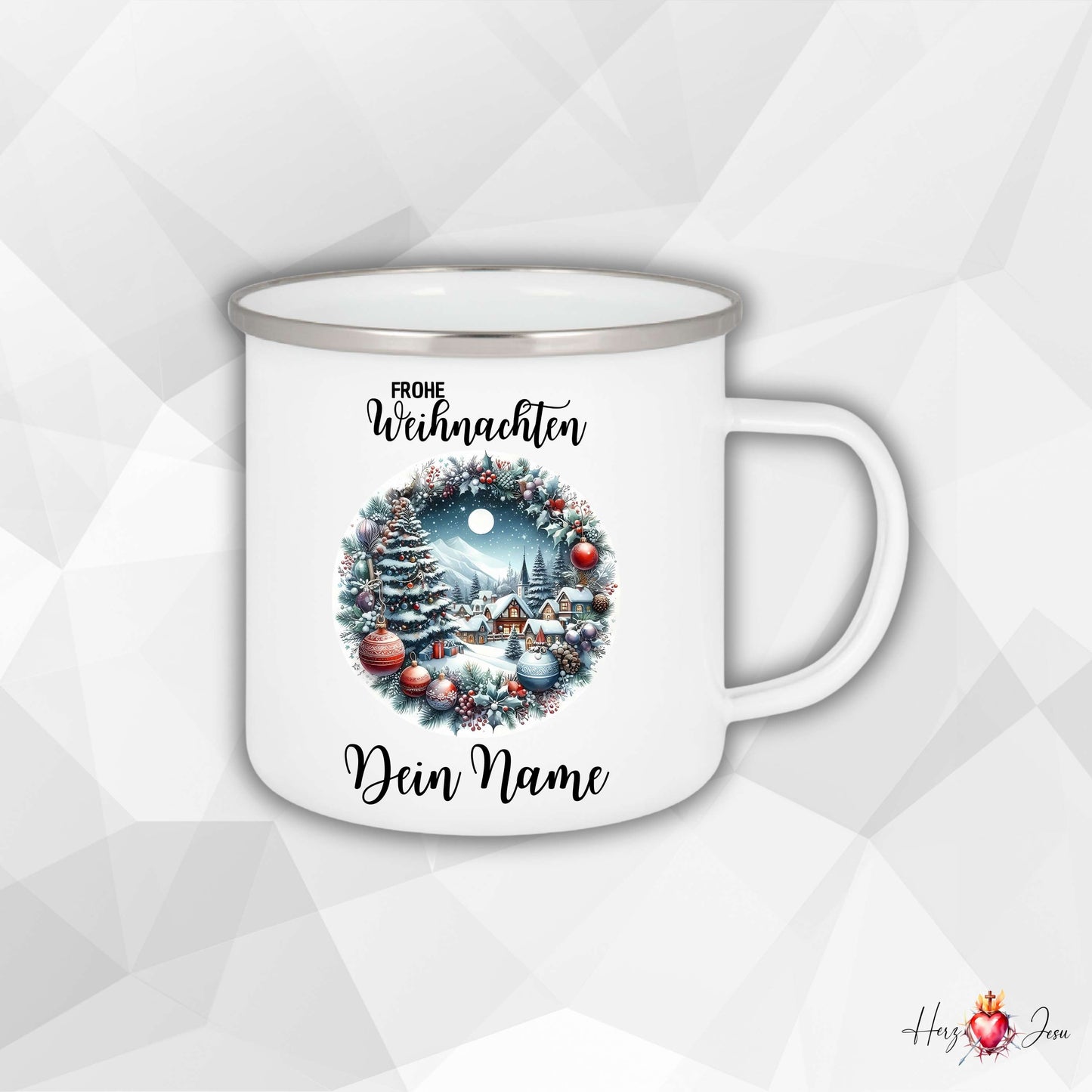 Personalisierte Emaille Tasse mit Namen Kaffeetasse Geschenkidee Geburtstag Weihnachtstasse_009H