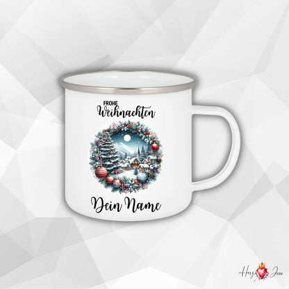 Personalisierte Emaille Tasse mit Namen Kaffeetasse Geschenkidee Geburtstag Weihnachtstasse_009H