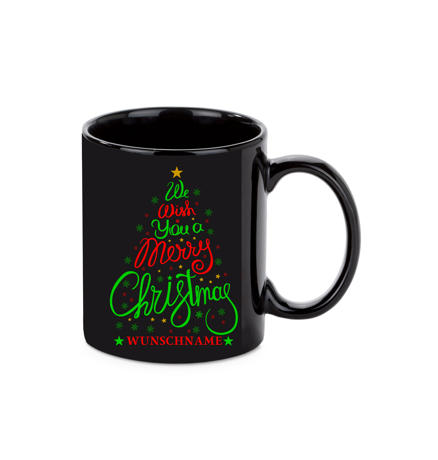 Personalisierte Keramik Weihnachtstasse mit deinem Namen Schwarz_0020T