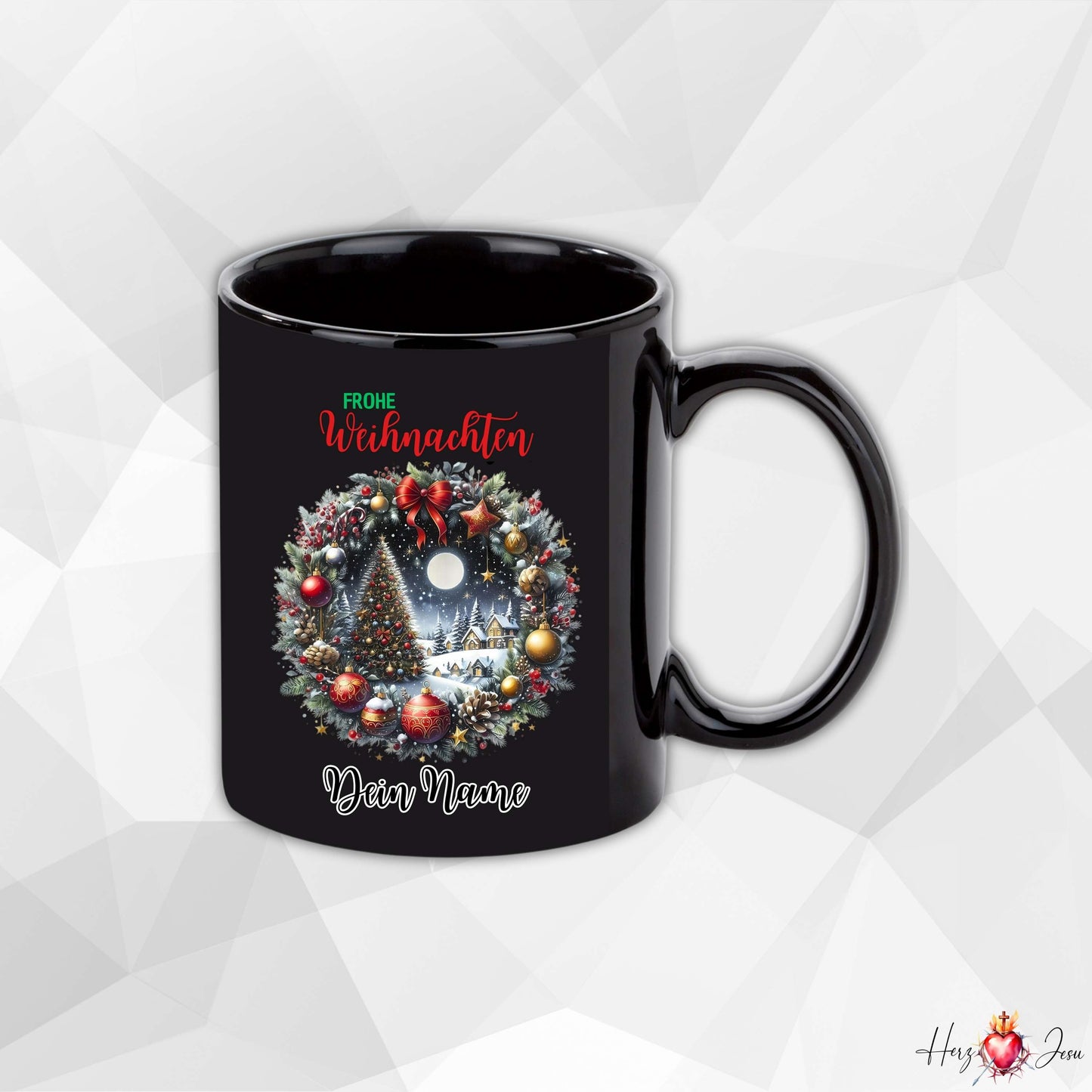 Personalisierte schwarze Keramik Weihnachtstasse mit deinem Namen Weihnachtsgeschenk_0094T