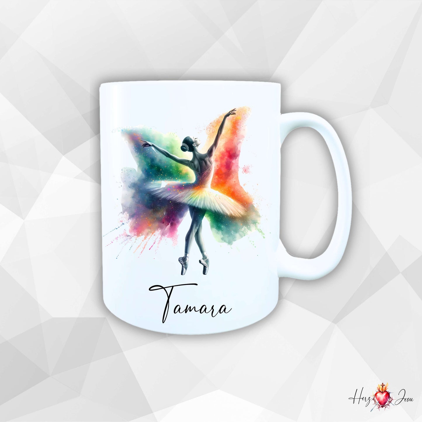 Personalisierte Keramik Tasse mit Namen – Ballerina Motiv | Geschenkidee für Mädchen & Schulanfänger_0087T