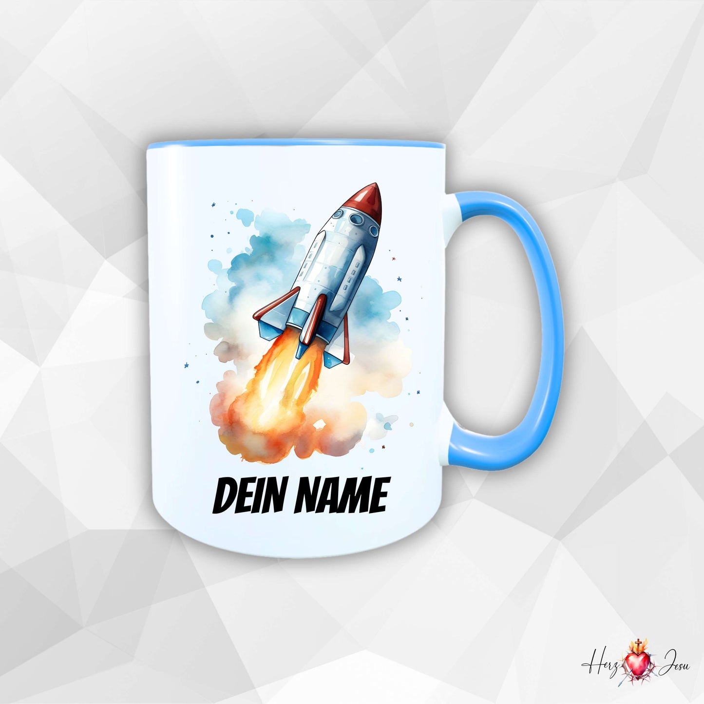 Personalisierte Keramik Tasse mit Namen – Raketen Motiv | Geschenkidee für Kinder & Schulanfänger_0060T