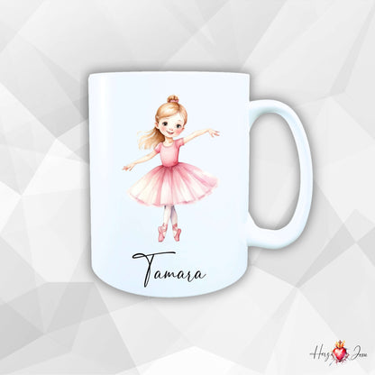 Personalisierte Keramik Tasse mit Namen – Ballerina Motiv | Geschenkidee für Kinder & Schulanfänger_0086T