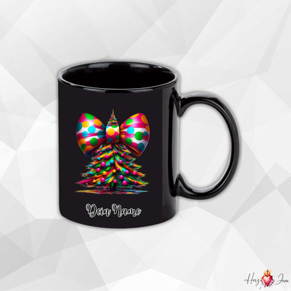 Personalisierte schwarze Keramik Weihnachtstasse mit deinem Namen Weihnachtsgeschenk_0097T