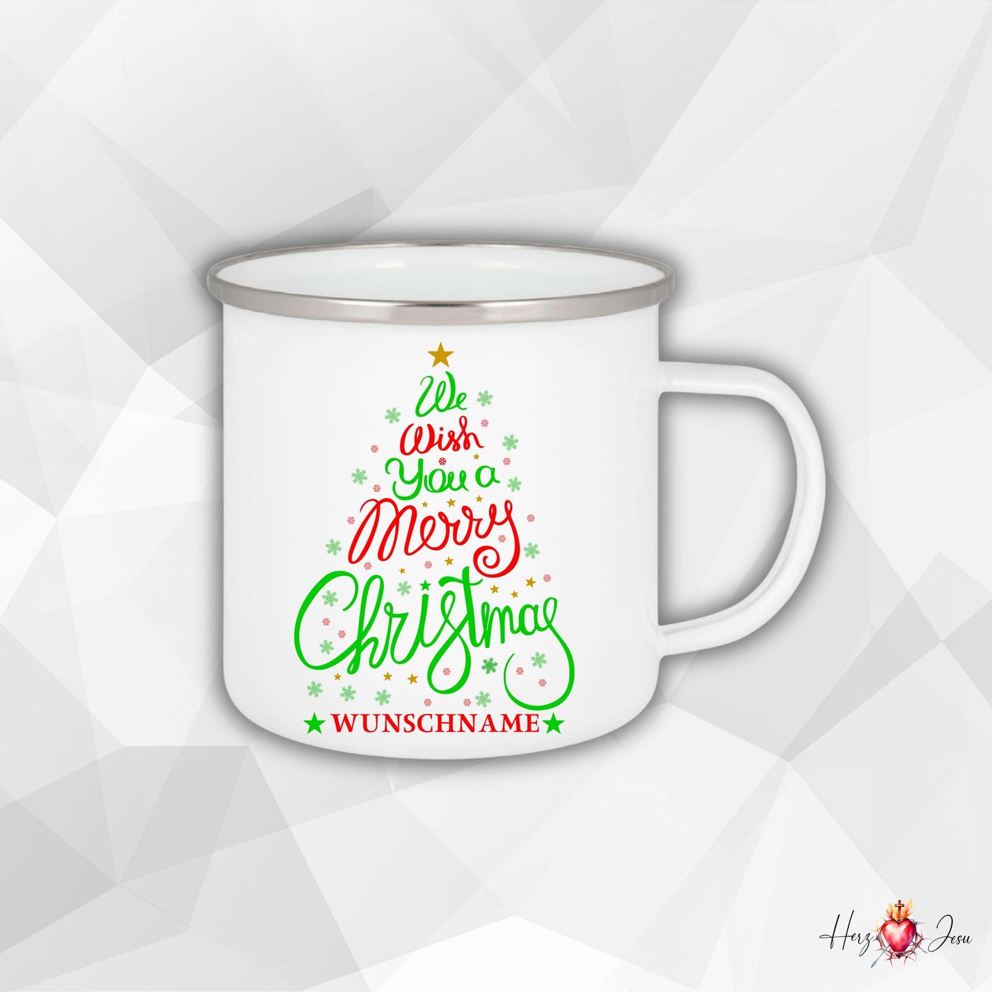 Personalisierte Emaille Tasse mit Namen Kaffeetasse Geschenkidee Geburtstag Weihnachtstasse_007H