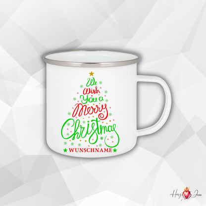 Personalisierte Emaille Tasse mit Namen Kaffeetasse Geschenkidee Geburtstag Weihnachtstasse_007H