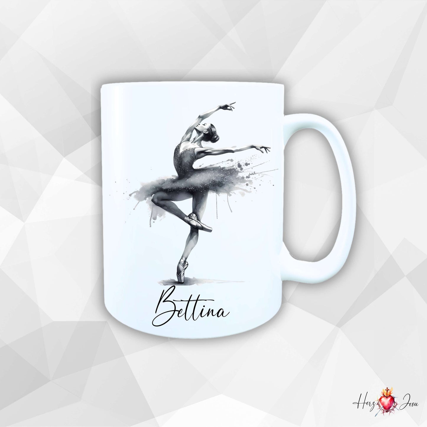 Personalisierte Keramik Tasse mit Namen – Ballerina Motiv | Geschenkidee für Mädchen & Schulanfänger_0087T