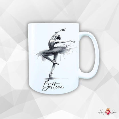 Personalisierte Keramik Tasse mit Namen – Ballerina Motiv | Geschenkidee für Mädchen & Schulanfänger_0087T