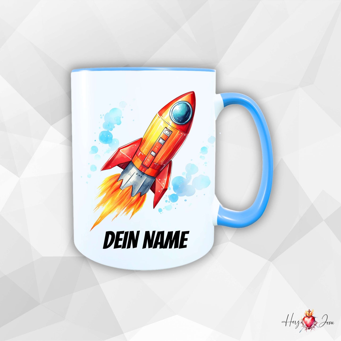 Personalisierte Keramik Tasse mit Namen – Raketen Motiv | Geschenkidee für Kinder & Schulanfänger_0060T