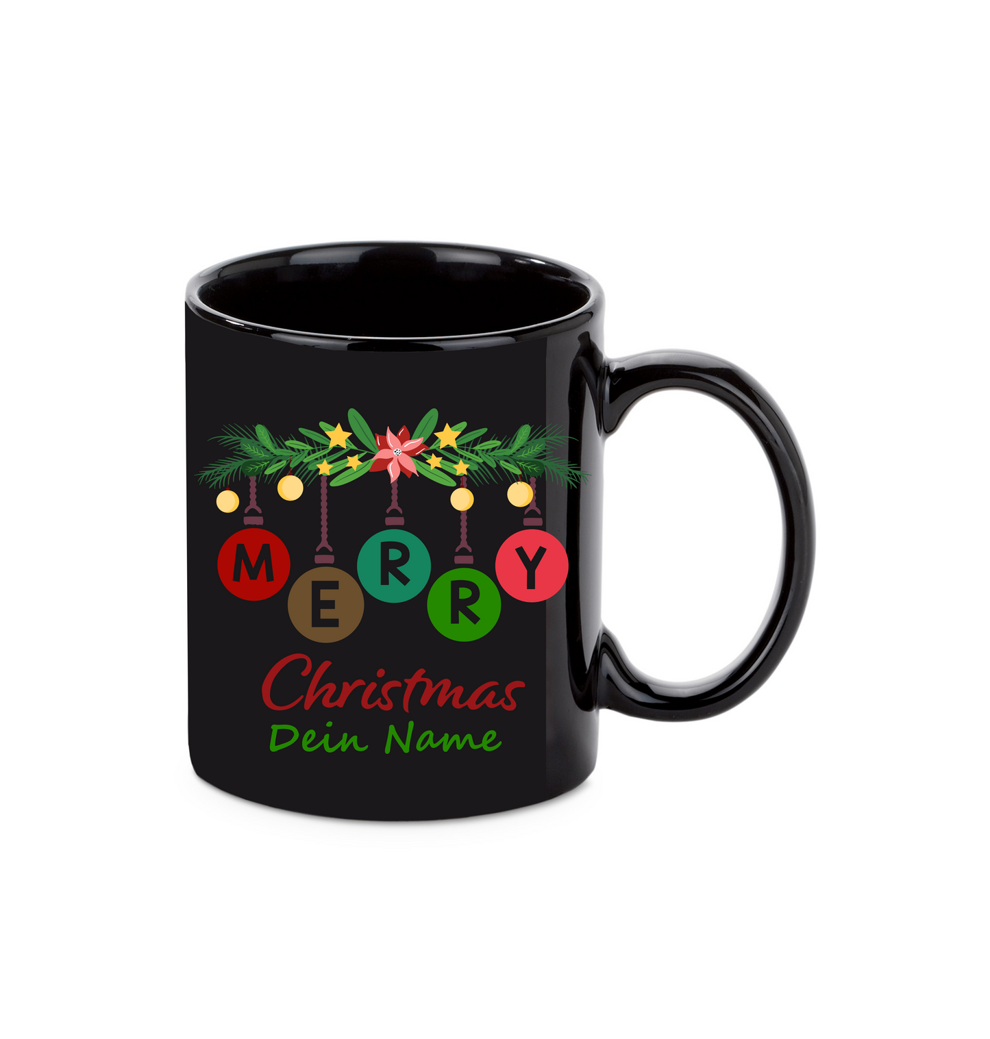 Personalisierte Keramik Weihnachtstasse mit deinem Namen Schwarz_0020T