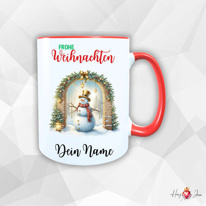 Personalisierte Keramik Weihnachtstasse mit deinem Namen Schneemann_0062T