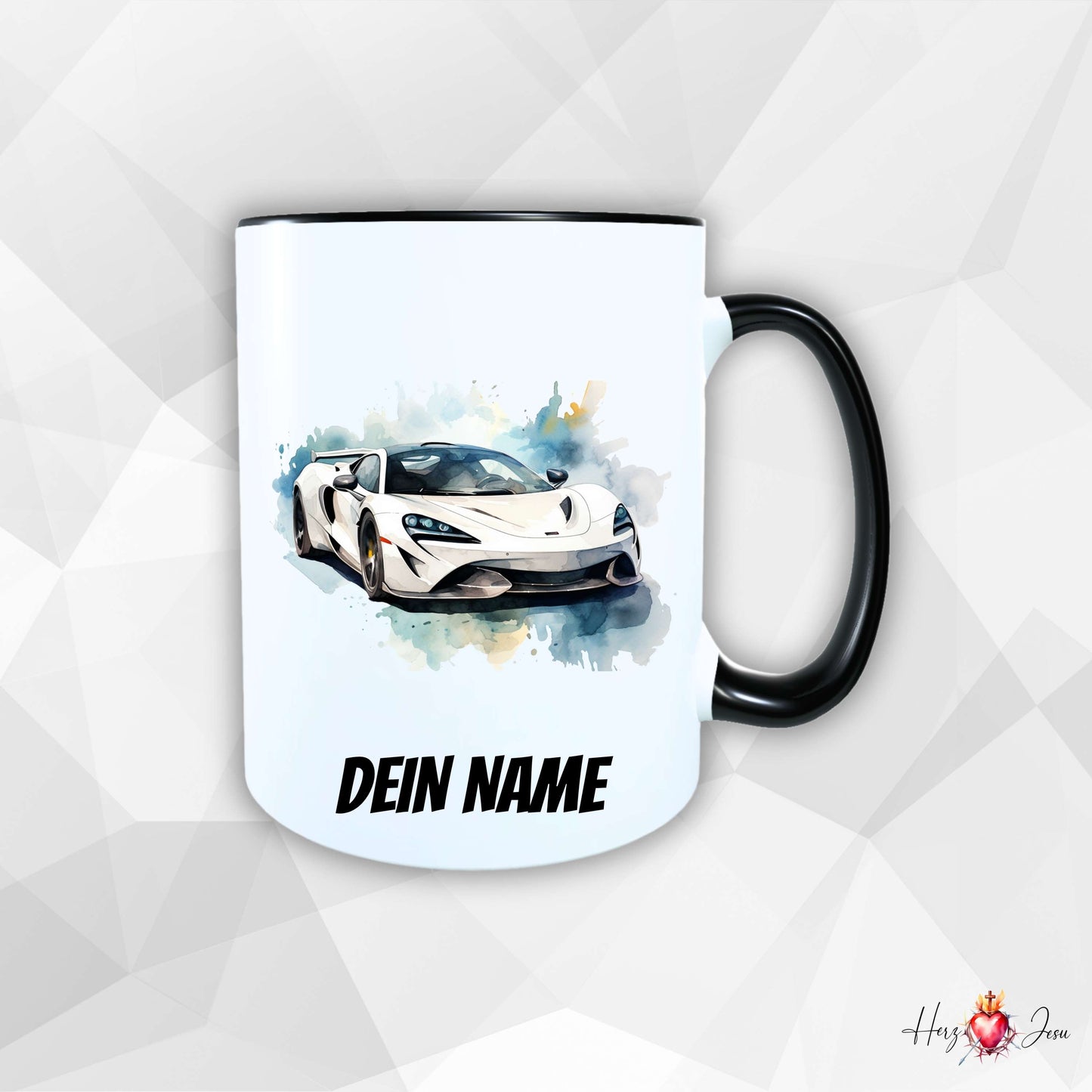 Personalisierte Keramik Tasse mit Namen – Auto Sportwagen Motiv | Geschenkidee für Kinder & Schulanfänger_0090T