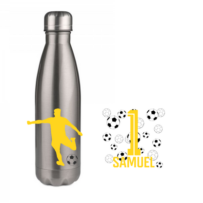 Personalisierte Trinkflasche mit Namen Fußball Thermobecher Geburtstag _0010E