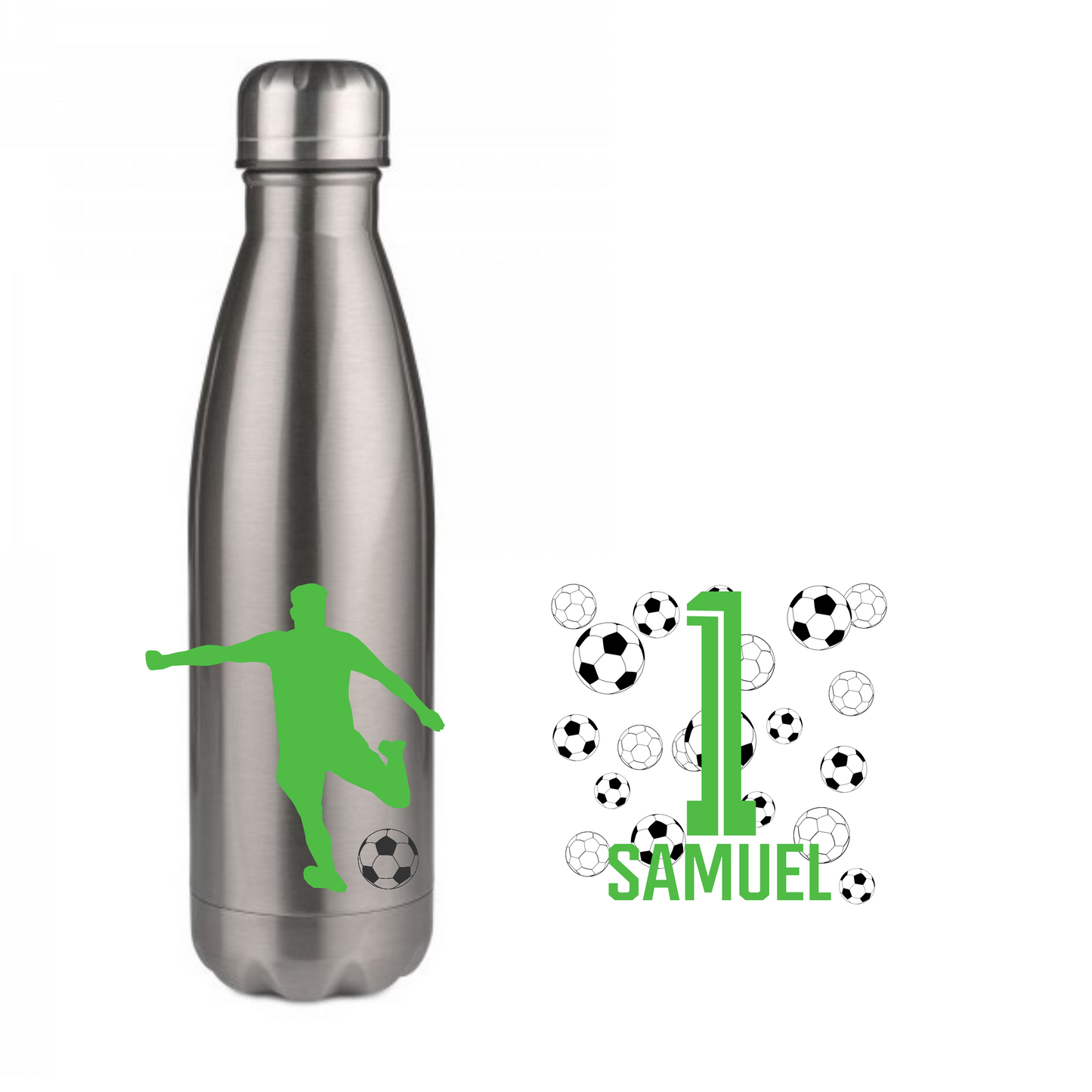 Personalisierte Trinkflasche mit Namen Fußball Thermobecher Geburtstag _0010E