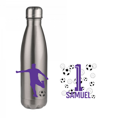 Personalisierte Trinkflasche mit Namen Fußball Thermobecher Geburtstag _0010E