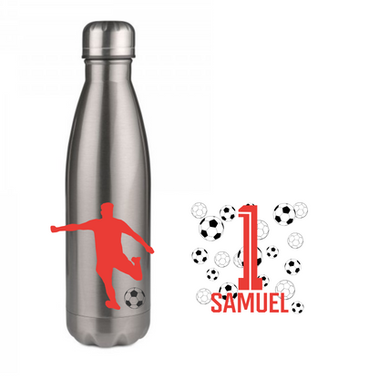 Personalisierte Trinkflasche mit Namen Fußball Thermobecher Geburtstag _0010E