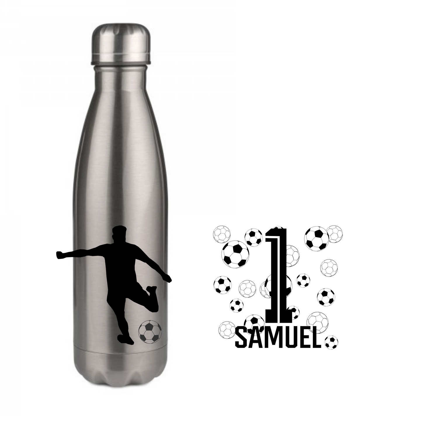 Personalisierte Trinkflasche mit Namen Fußball Thermobecher Geburtstag _0010E