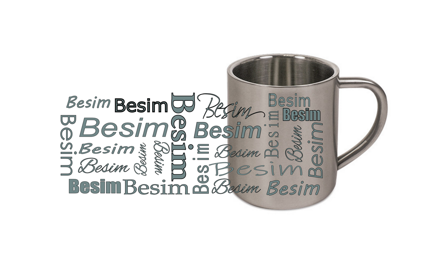 Personalisierte Edelstahl Tasse mit Namen Kaffeetasse Geschenkidee Camping Outdoor_005K