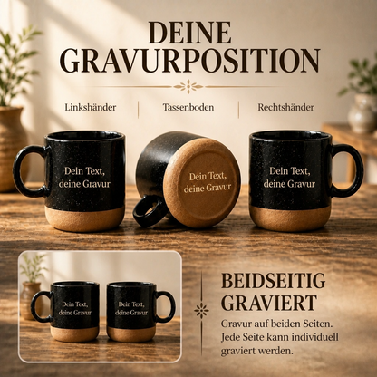 Personalisierte Tasse mit Gravur – Keramiktasse mit Name, Logo oder Wunschtext | Lasergravur Geschenkidee_001LC