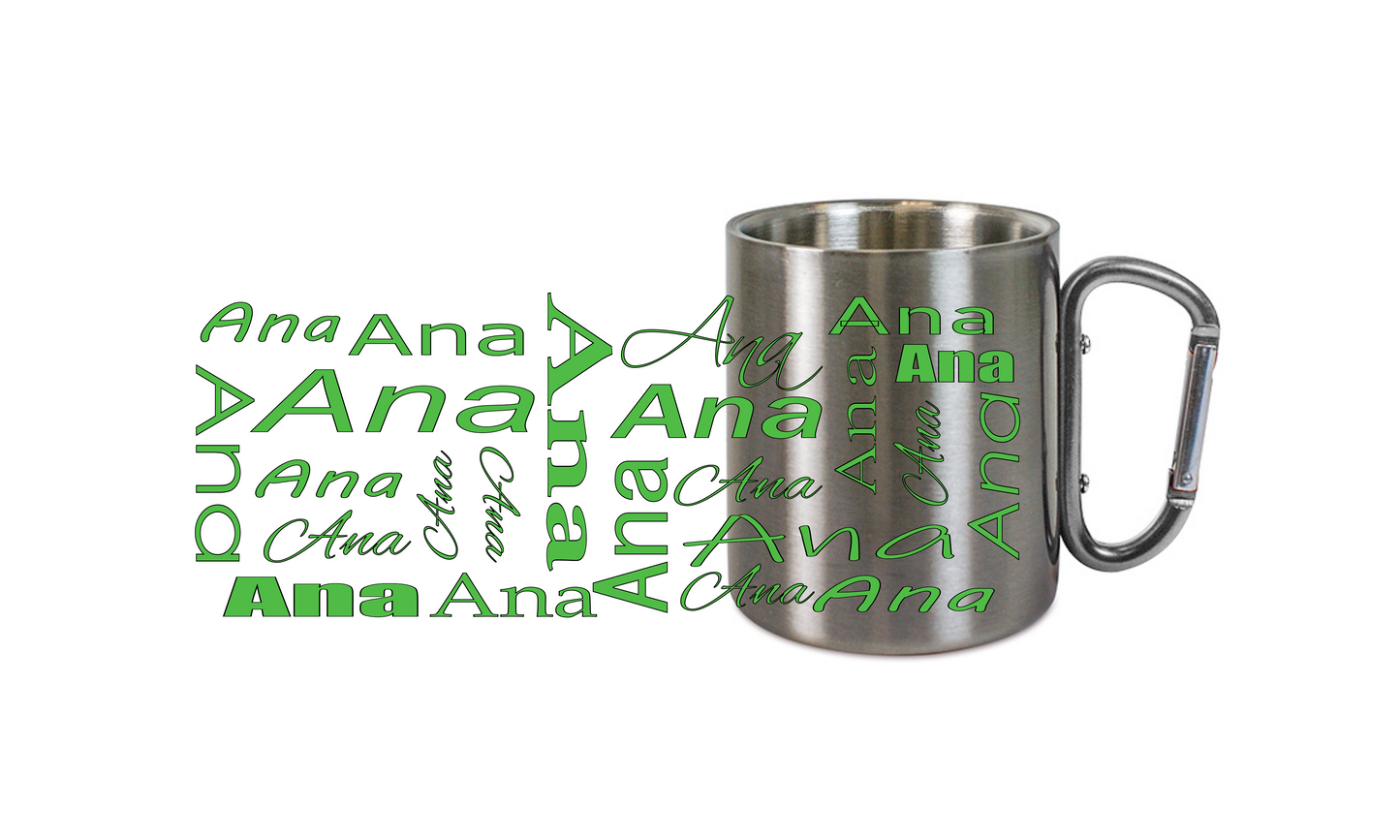 Personalisierte Edelstahl Tasse mit Namen Kaffeetasse Geschenkidee Camping Outdoor_005K