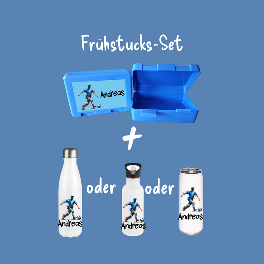 Personalisierte Brotzeitbox mit Trinkflasche mit Namen Fußball Einschulung_0011G