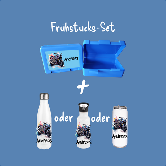 Personalisierte Brotzeitbox mit Trinkflasche mit Namen Motorrad Einschulung_0008G