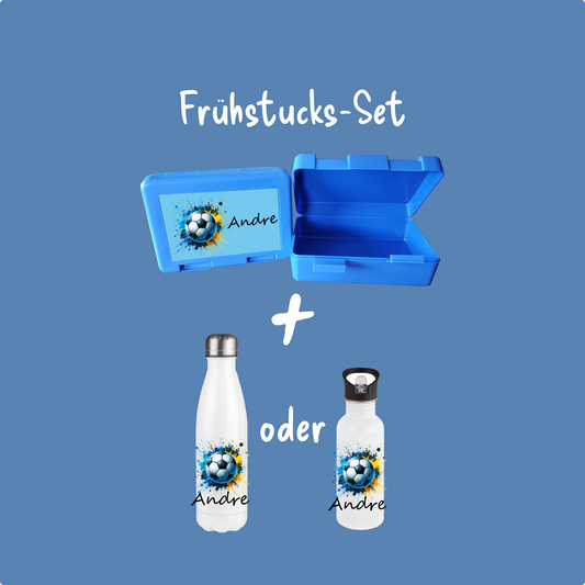 Personalisierte Brotzeitbox mit Trinkflasche mit Namen Fußball Einschulung_0006G