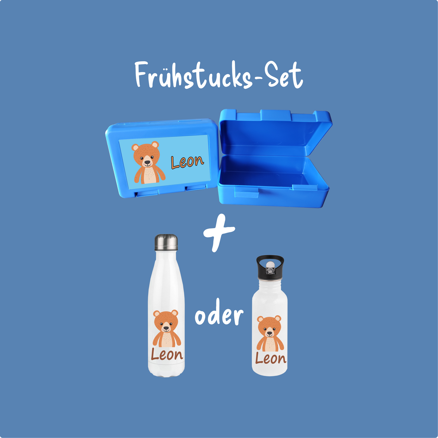 Personalisierte Brotzeitbox mit Trinkflasche mit Namen Einschulung_0001G