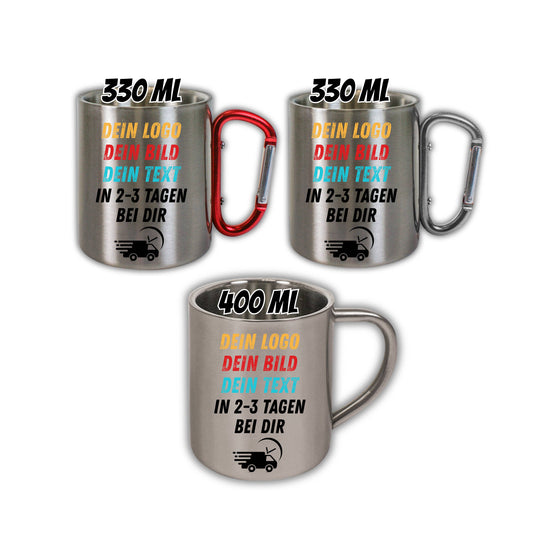 Werbetasse mit Logo aus Edelstahl