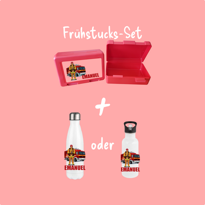 Personalisierte Brotzeitbox mit Trinkflasche mit Namen und Motiv Einschulung_0003G