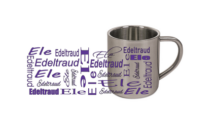 Personalisierte Edelstahl Tasse mit Namen Kaffeetasse Geschenkidee Camping Outdoor_005K