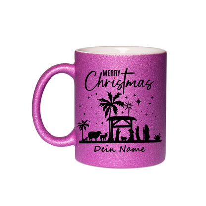 Personalisierte Keramik Weihnachtstasse mit deinem Namen Glitzertasse_0064T