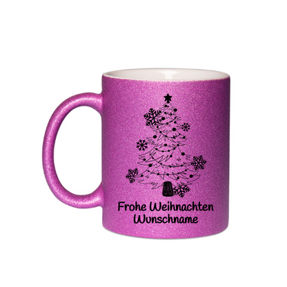 Personalisierte Keramik Weihnachtstasse mit deinem Namen Glitzertasse_0053T