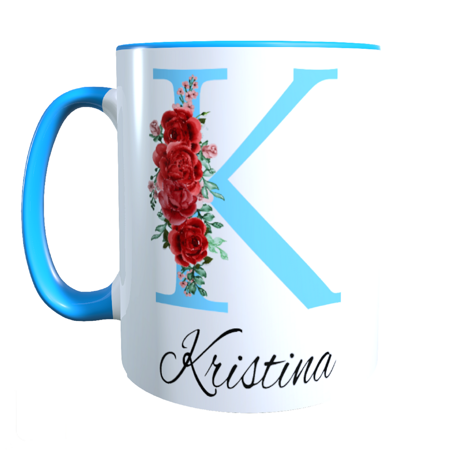 Personalisierte Keramik Tasse mit deinem Namen Blumen Motiv_0035T