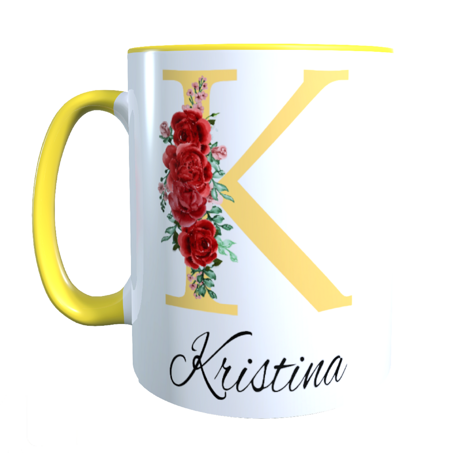 Personalisierte Keramik Tasse mit deinem Namen Blumen Motiv_0035T