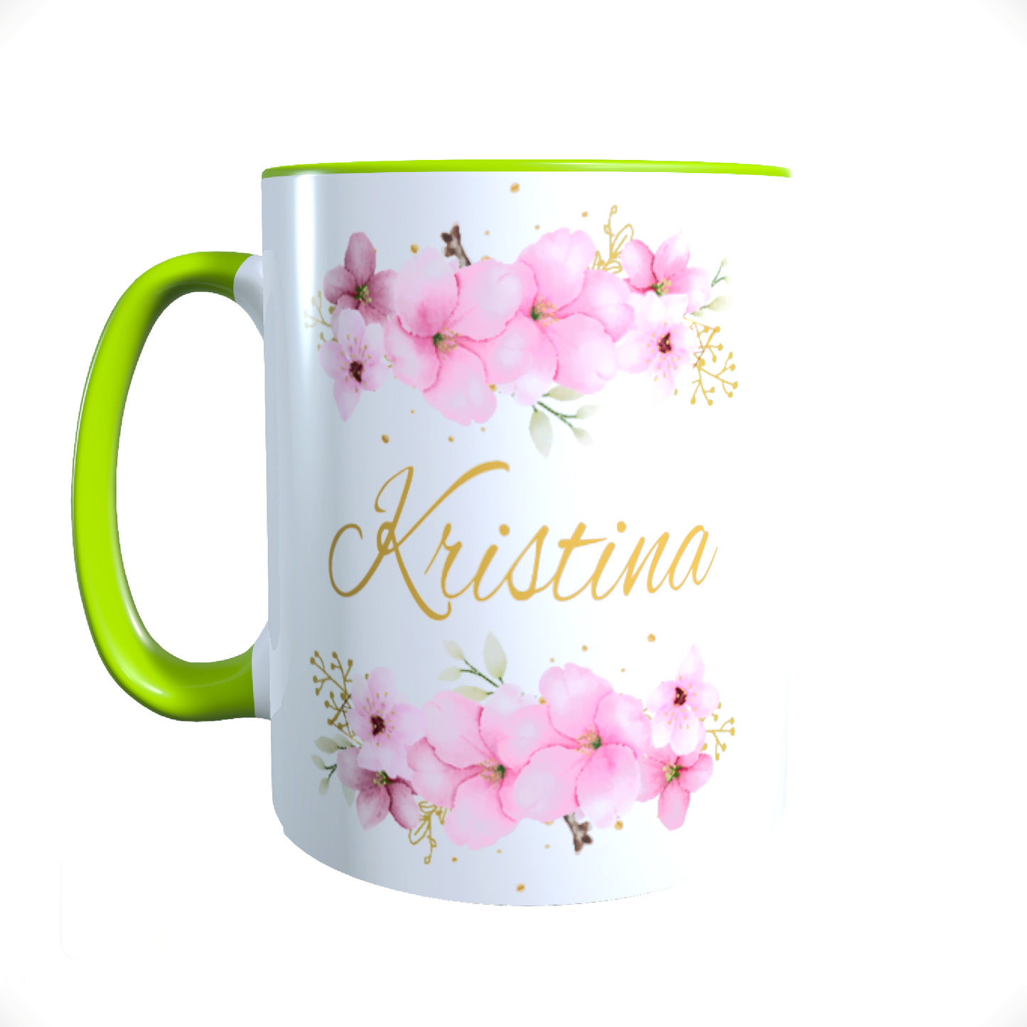 Personalisierte Keramik Tasse mit deinem Namen Blumen Motiv_0036T