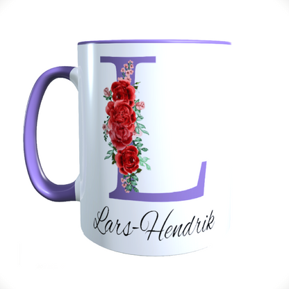 Personalisierte Keramik Tasse mit deinem Namen Blumen Motiv_0035T