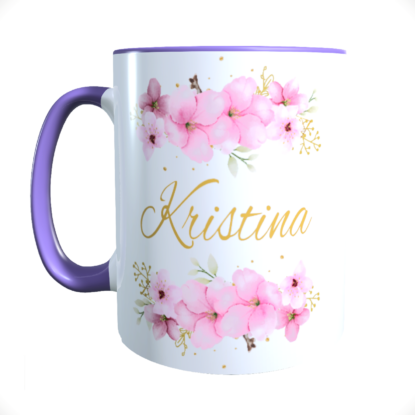 Personalisierte Keramik Tasse mit deinem Namen Blumen Motiv_0036T