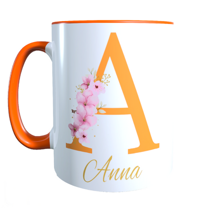 Personalisierte Keramik Tasse mit deinem Namen Blumen Motiv_0034T