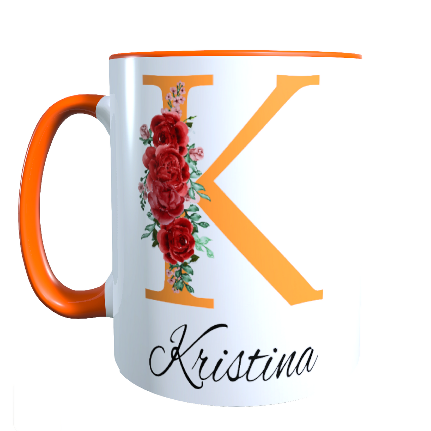 Personalisierte Keramik Tasse mit deinem Namen Blumen Motiv_0035T