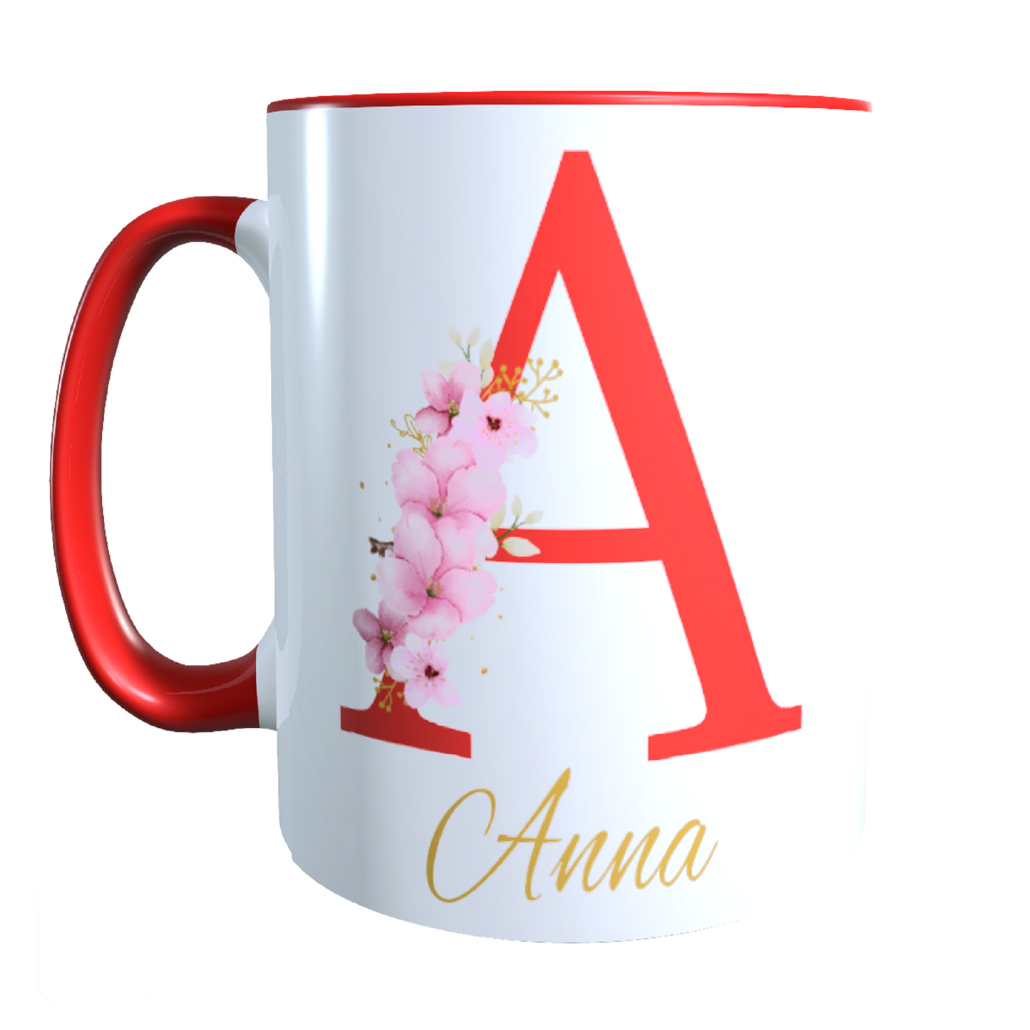 Personalisierte Keramik Tasse mit deinem Namen Blumen Motiv_0034T