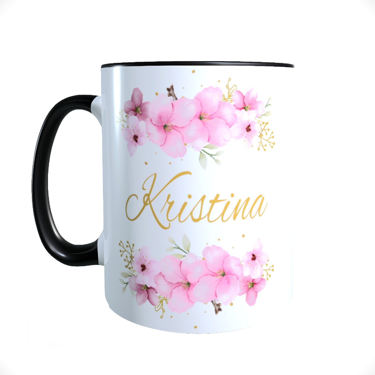 Personalisierte Keramik Tasse mit deinem Namen Blumen Motiv_0036T