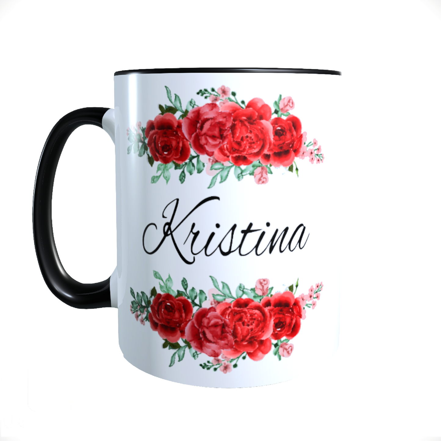 Personalisierte Keramik Tasse mit deinem Namen Blumen Motiv_0037T