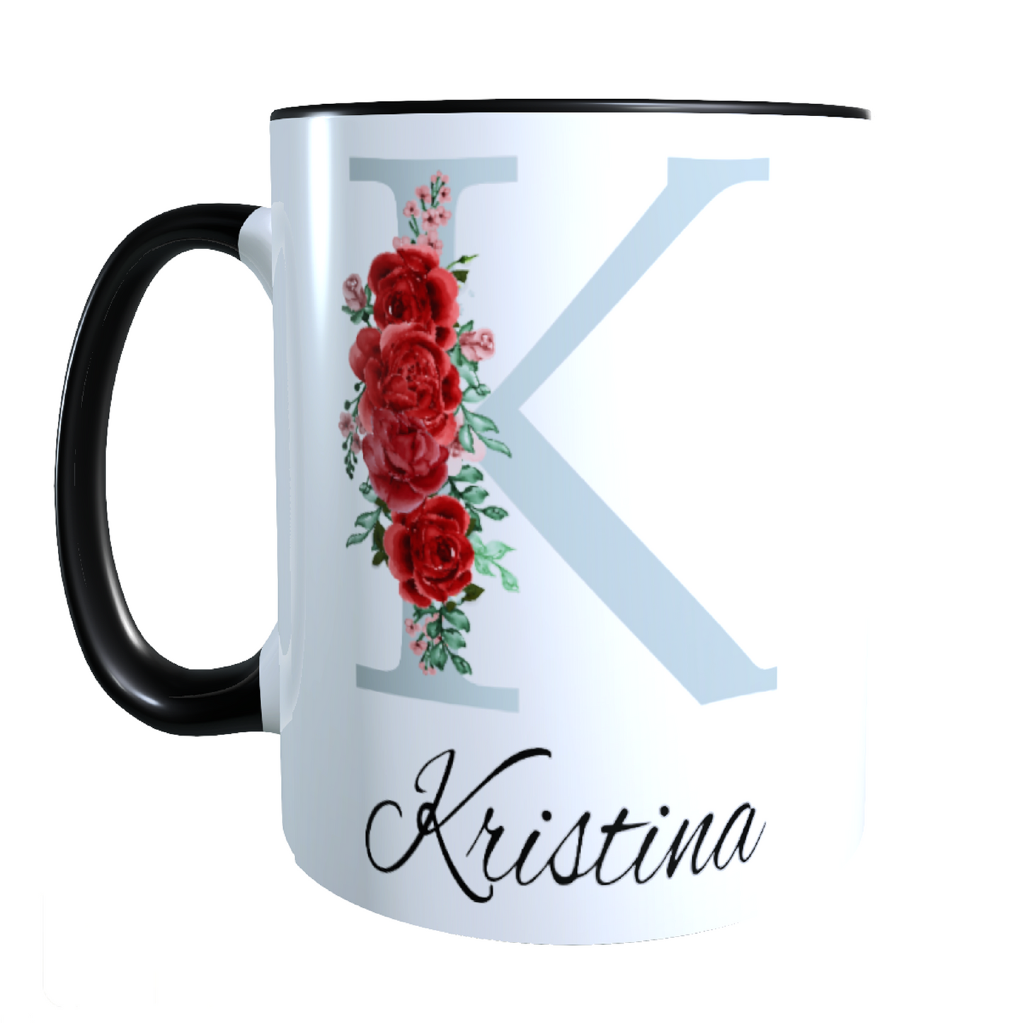 Personalisierte Keramik Tasse mit deinem Namen Blumen Motiv_0035T