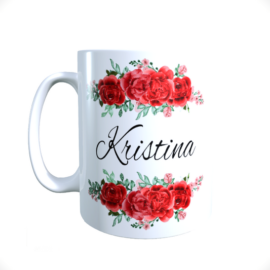 Personalisierte Keramik Tasse mit deinem Namen Blumen Motiv_0037T