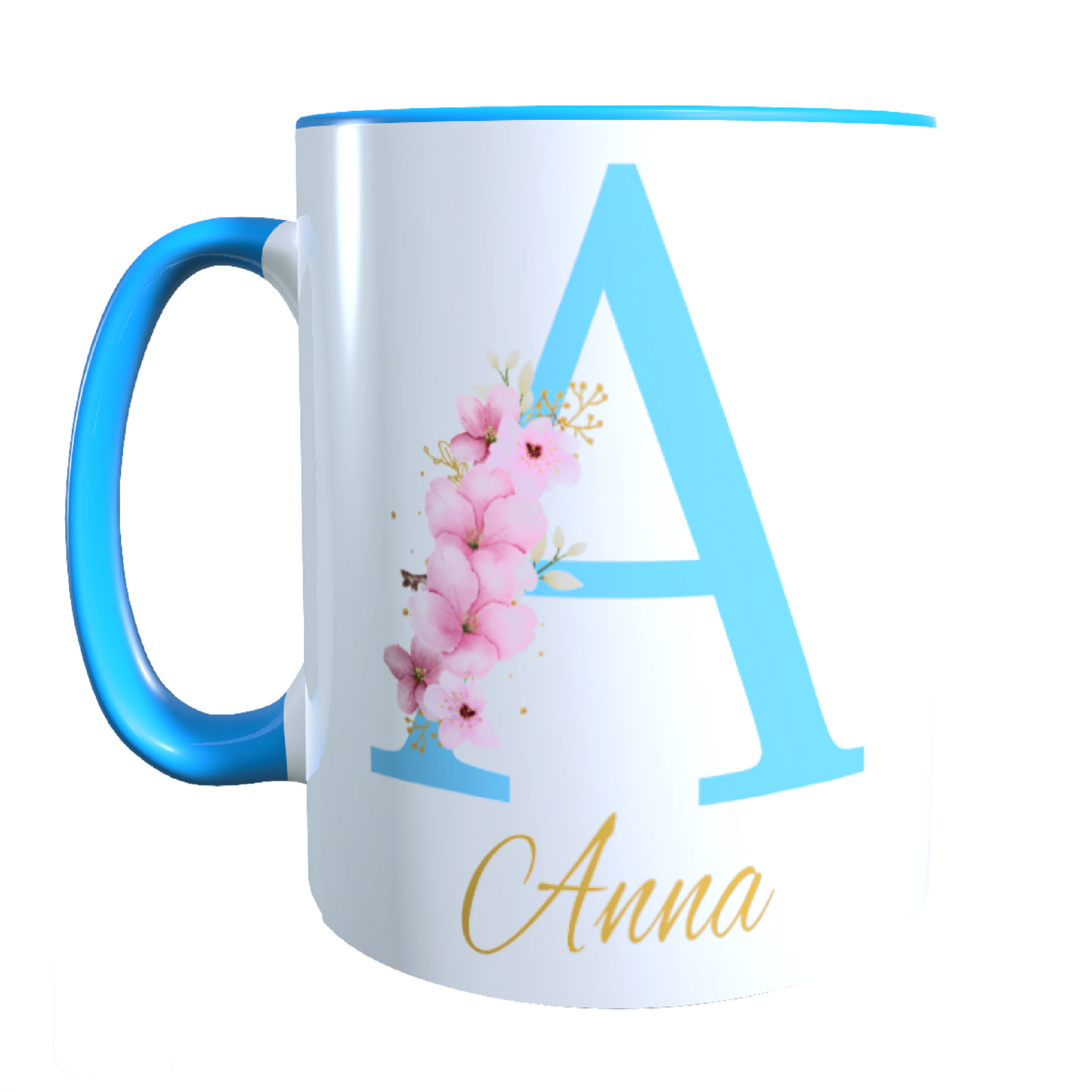 Personalisierte Keramik Tasse mit deinem Namen Blumen Motiv_0034T