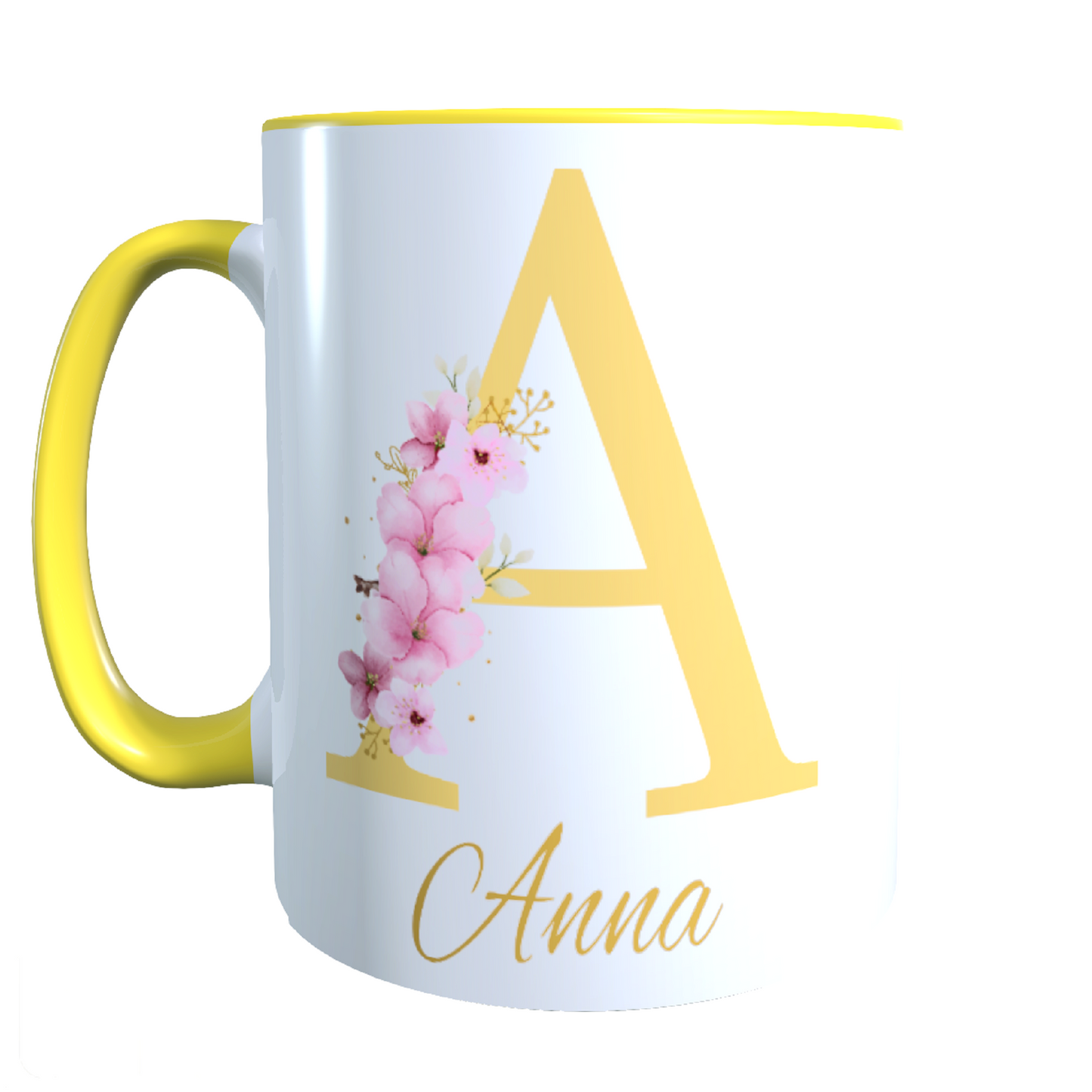 Personalisierte Keramik Tasse mit deinem Namen Blumen Motiv_0034T